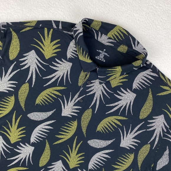 NEW FABLETICS '24-7' Mens Polo Shirt 4XL Black Print Modern Stretch Lightweight - Picture 1 of 10